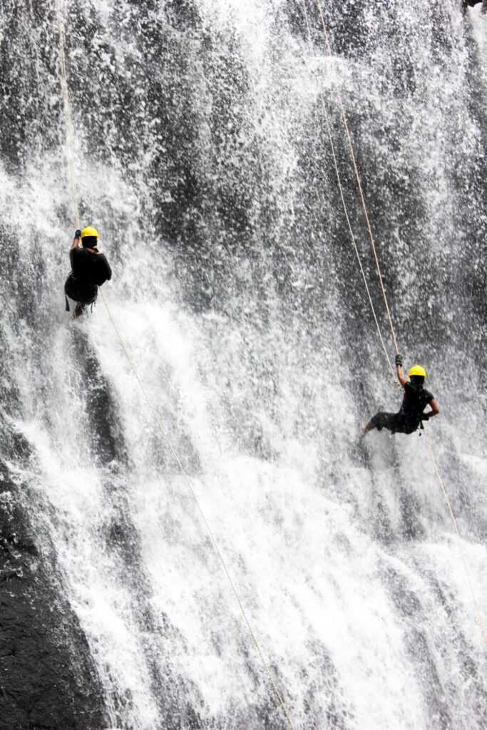 Waterfall Rappelling Adventure Stock Free