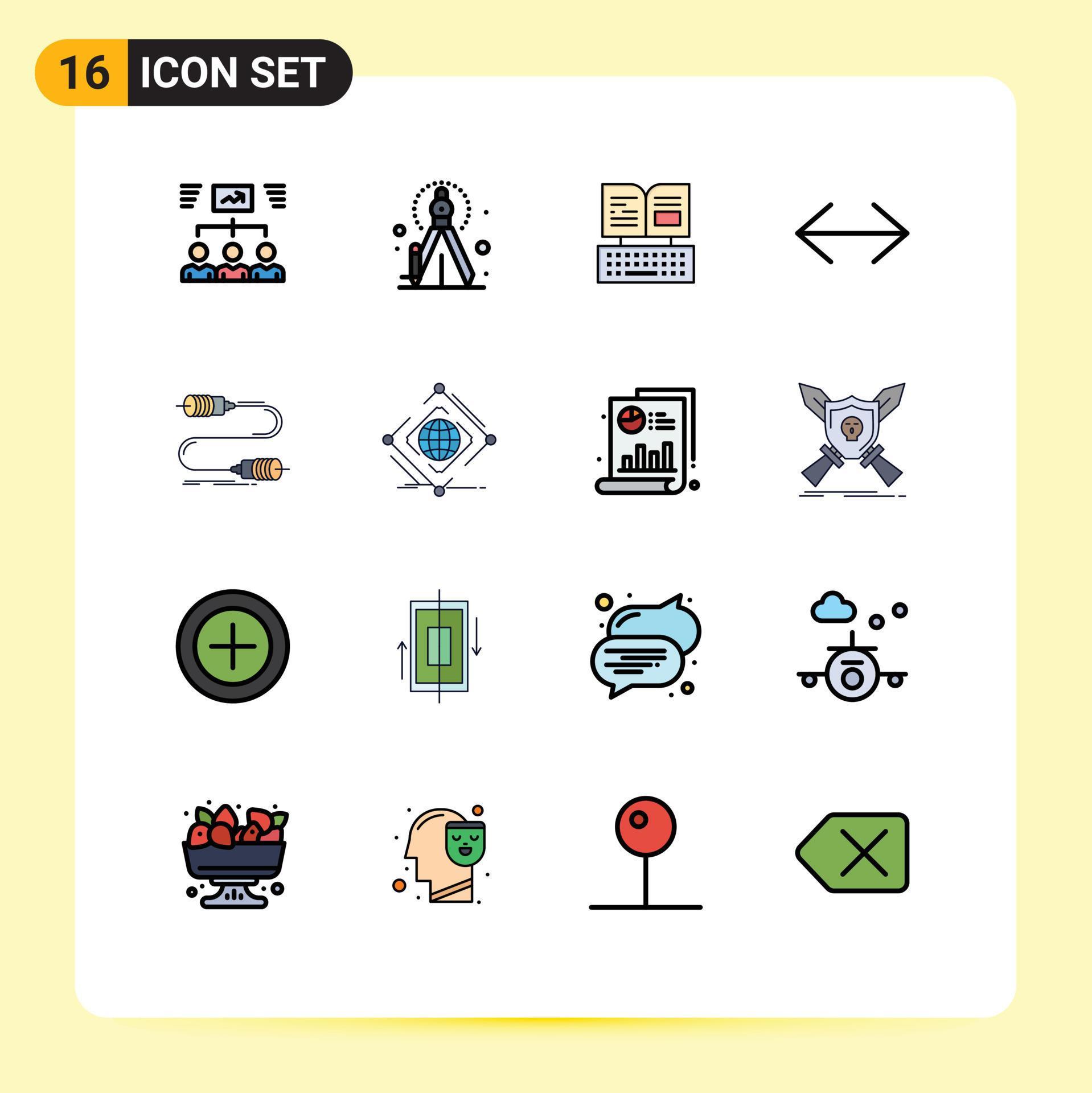 Set of 16 Modern UI Icons Symbols Signs for communication right key move arrow Editable Creative Vector Design Elements Stock Free and Free SVG