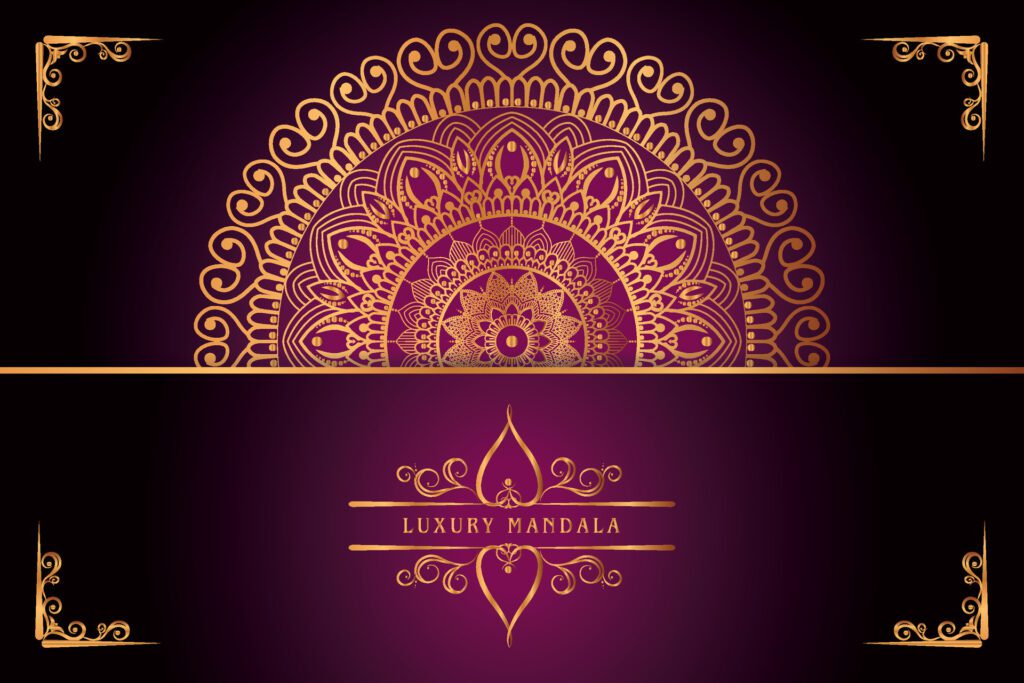 golden mandala design with gradients background Free Vector