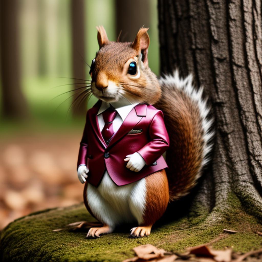 Realistic squirrel in fancy by @ai_generated