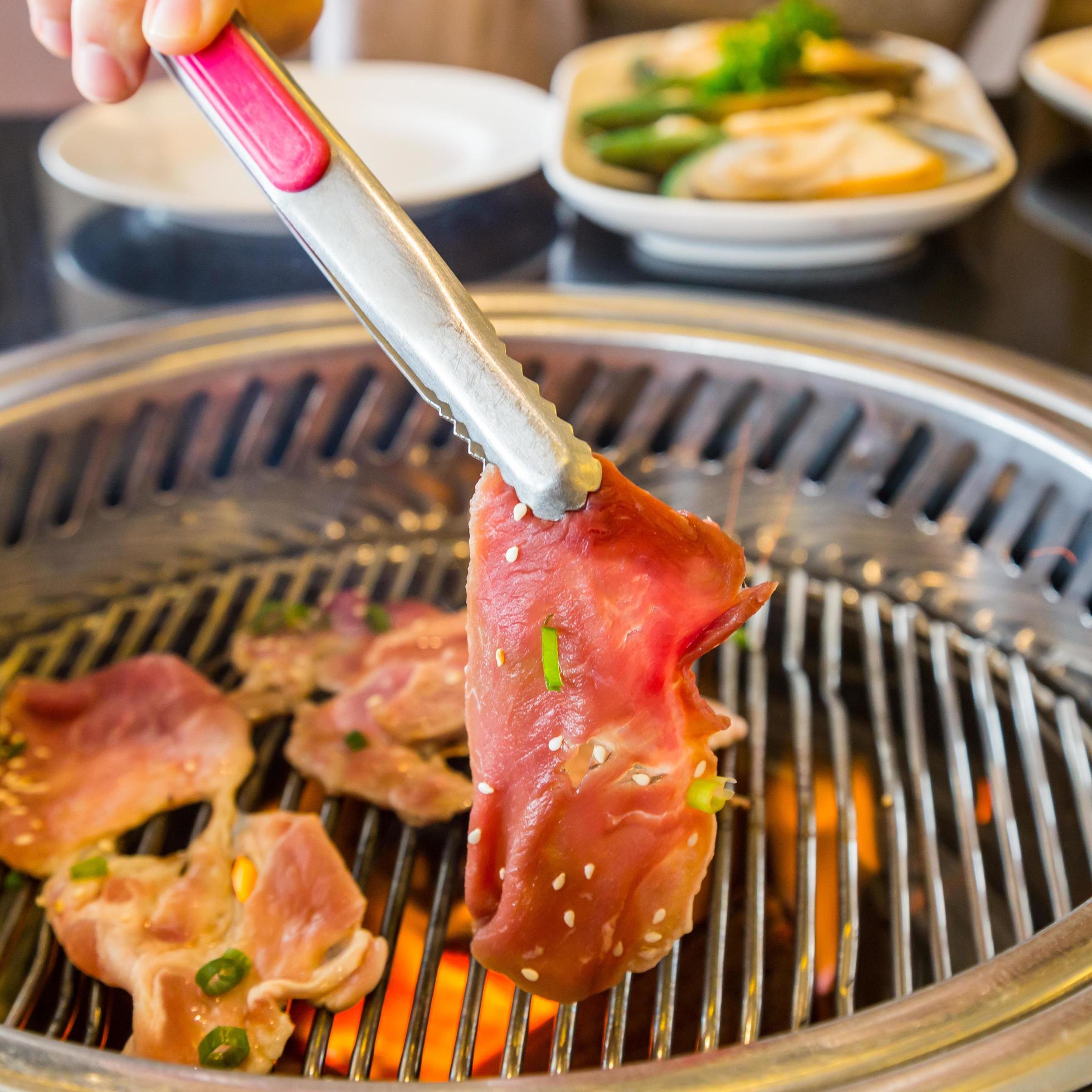 Food on Korean BBQ grill, meat and vegetable Stock Free