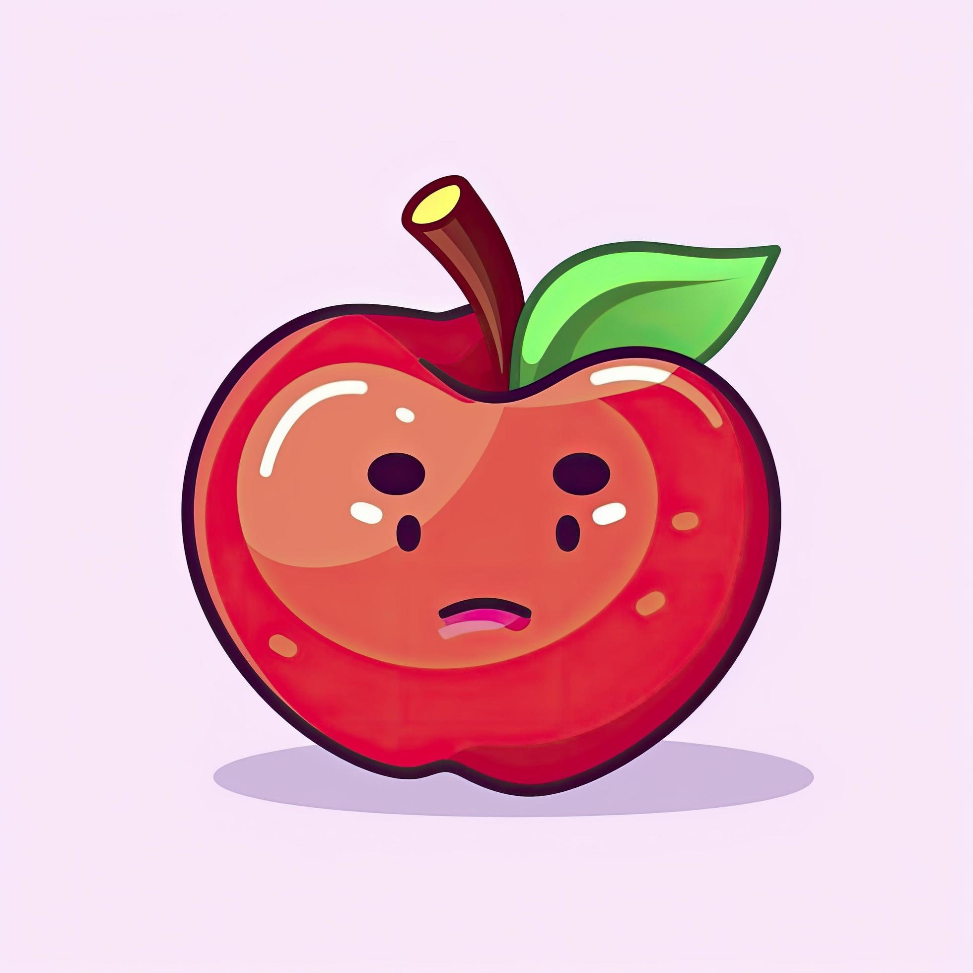 Apple fruit cartoon icon illustration. food fruit icon concept isolated . flat cartoon style, generat ai Stock Free