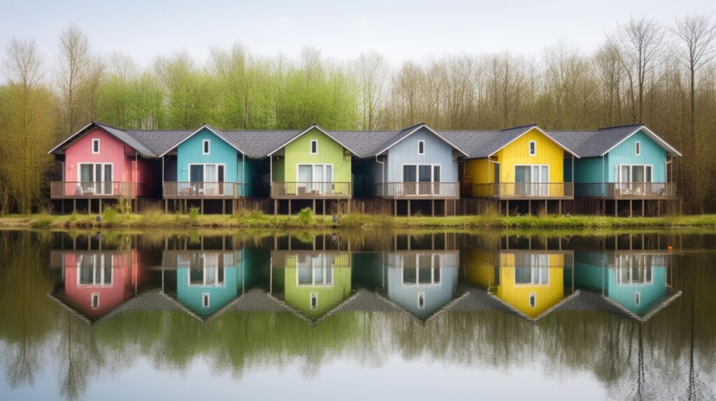 Row of colorful wooden houses. Illustration Stock Free