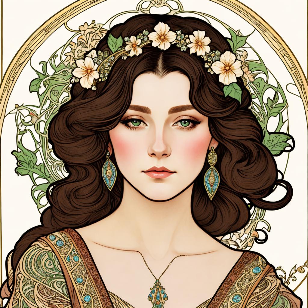 Mucha inspired lady head by @ai_generated