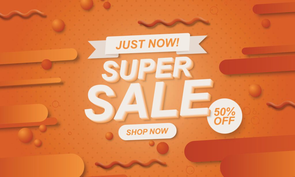 Orange sale banner background with rounded shapes. Abstract background. Free Vector