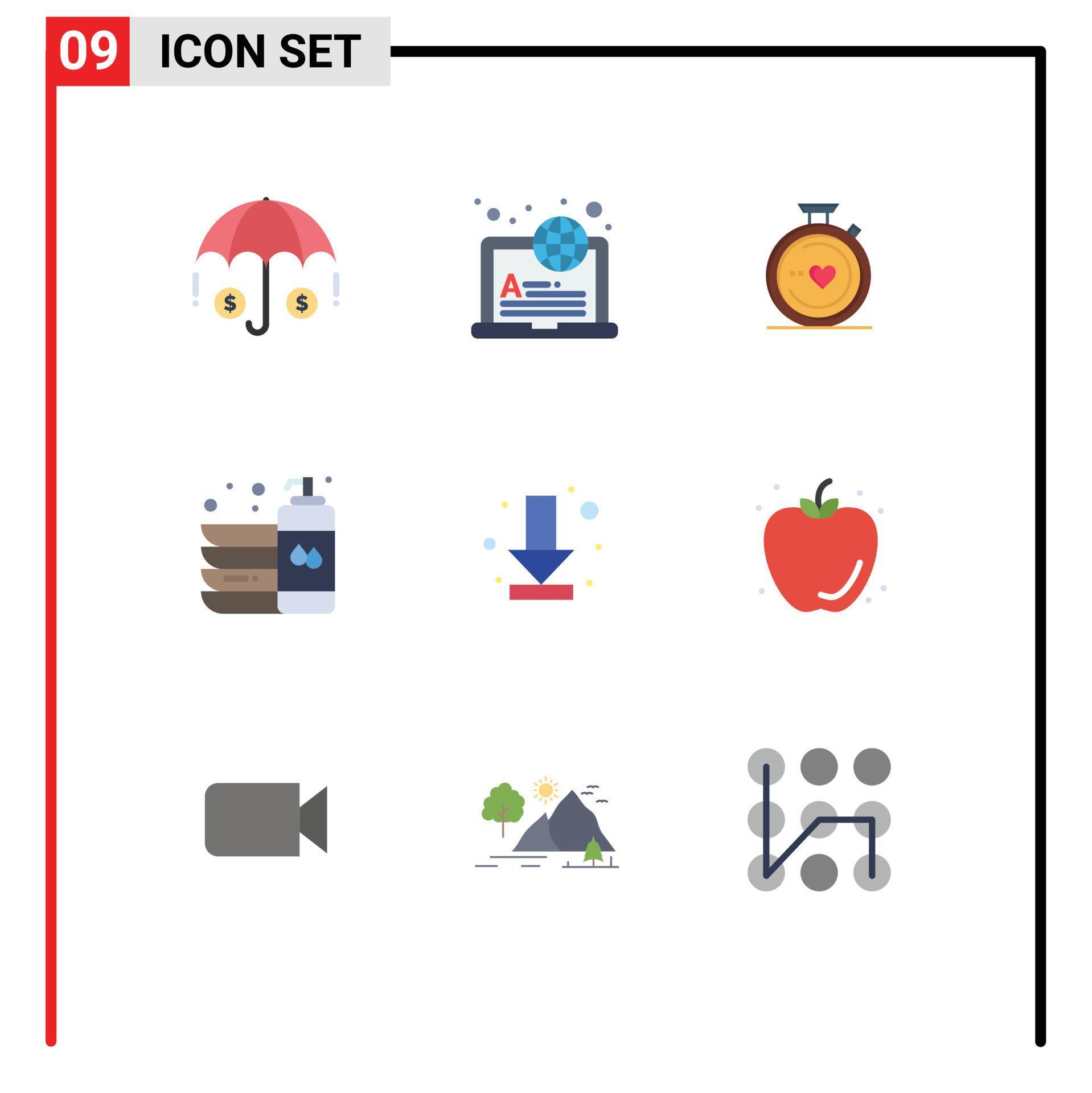 9 Creative Icons Modern Signs and Symbols of arrow wash love liquid clean Editable Vector Design Elements Stock Free