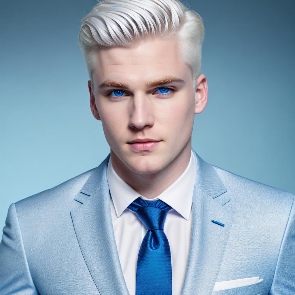 Male,pale white skin,white hair,blue by @ai_generated