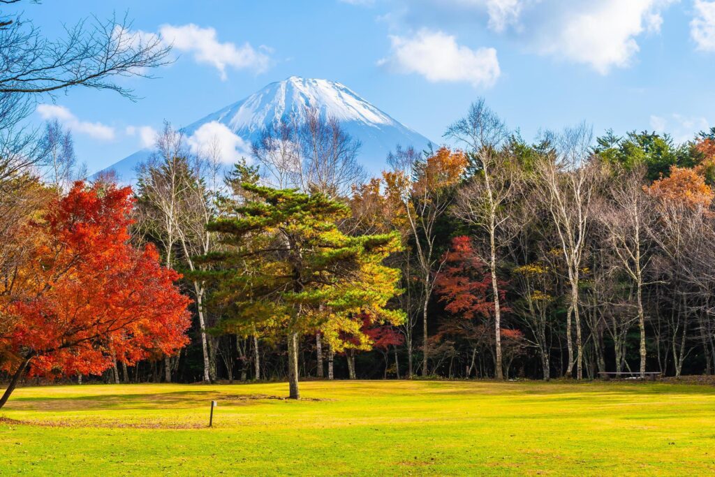 Landscape around Mt. Fuji in Japan in autumn Stock Free