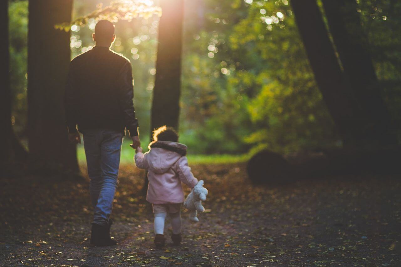 Father Daughter Forest Walk Stock Free