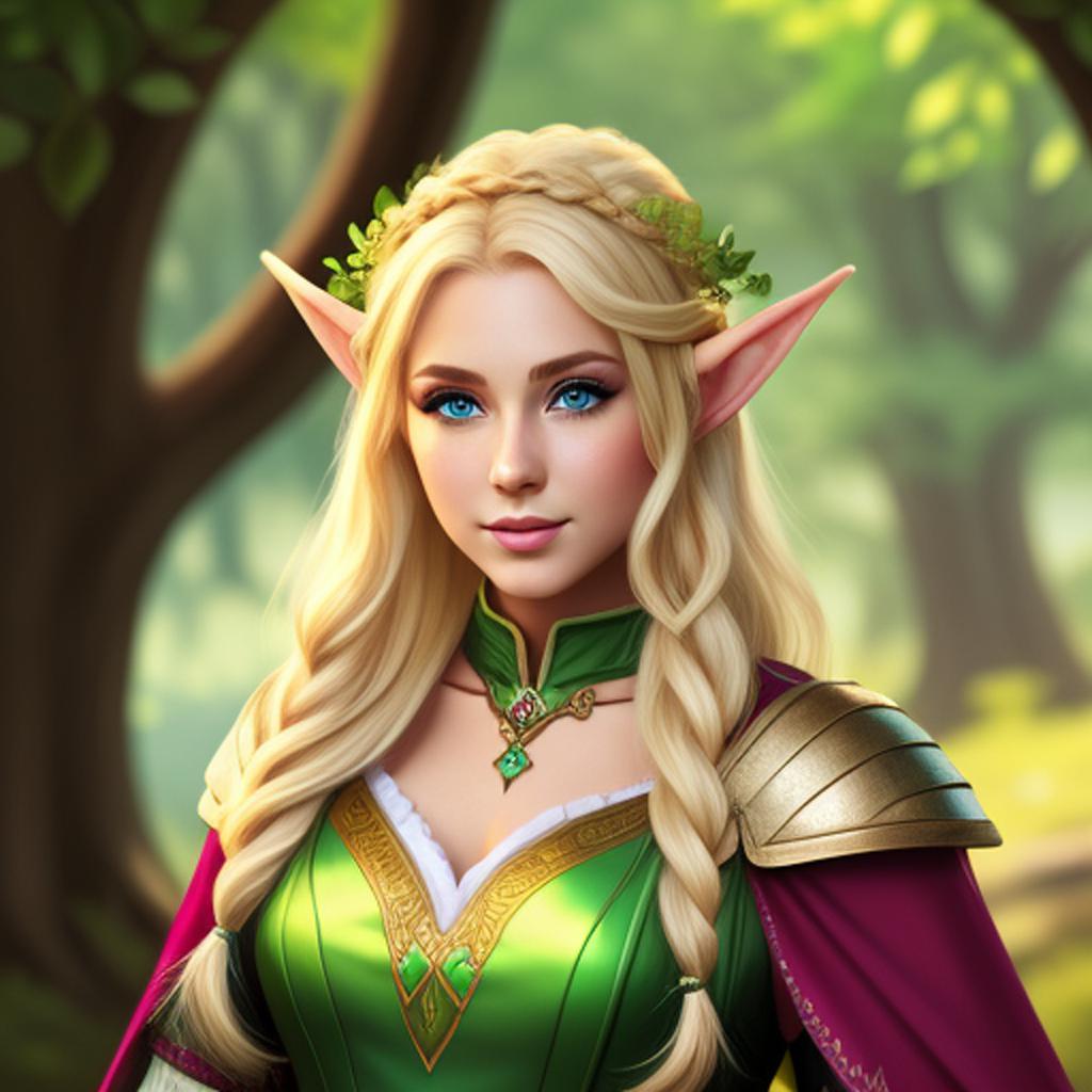 Blonde female bard elf by @ai_generated