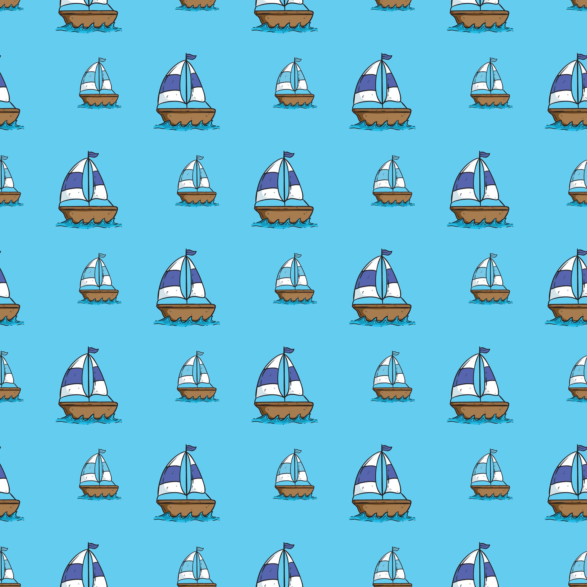 Blue and purple boats seamless pattern Free Vector