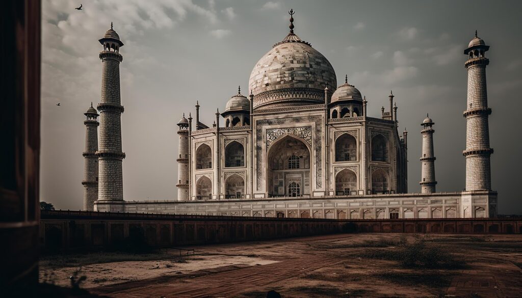 Majestic minaret symbolizes spirituality in ancient Indian culture at sunset generated by AI Stock Free