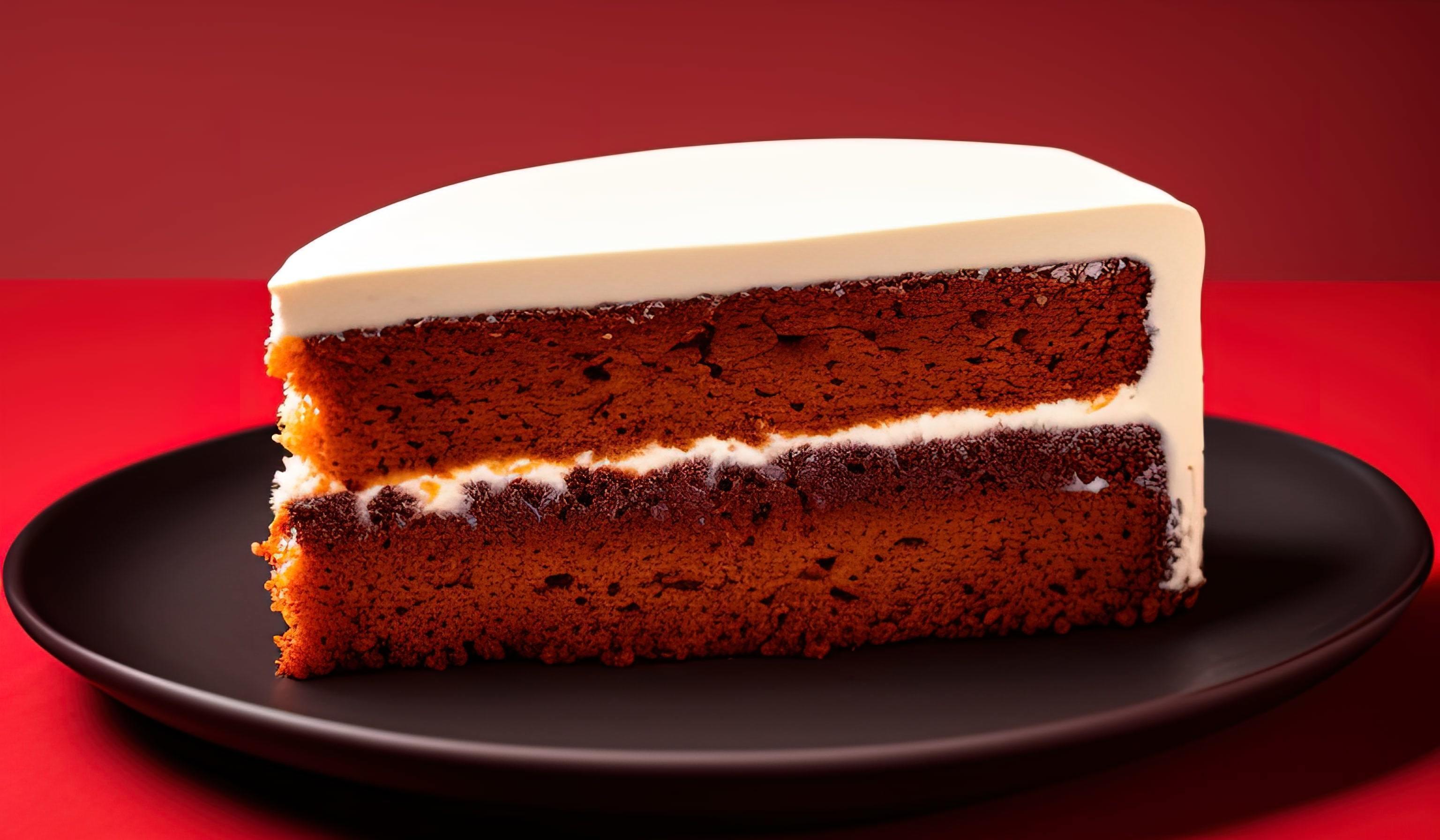 professional food photography of a piece of cake sitting on top of a red plate Stock Free