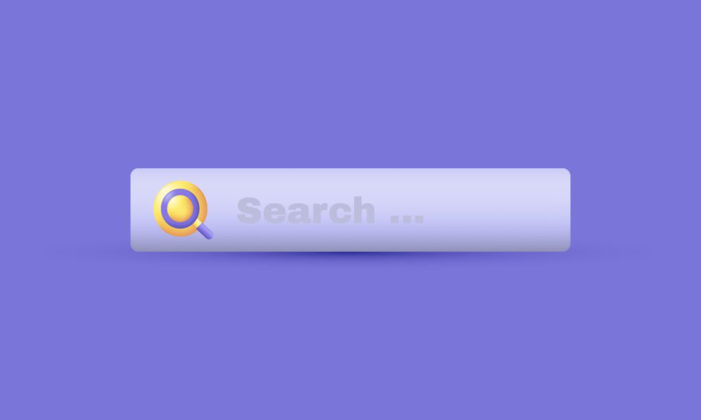 unique realistic purple search bar template website navigation browser 3d design isolated on Free Vector