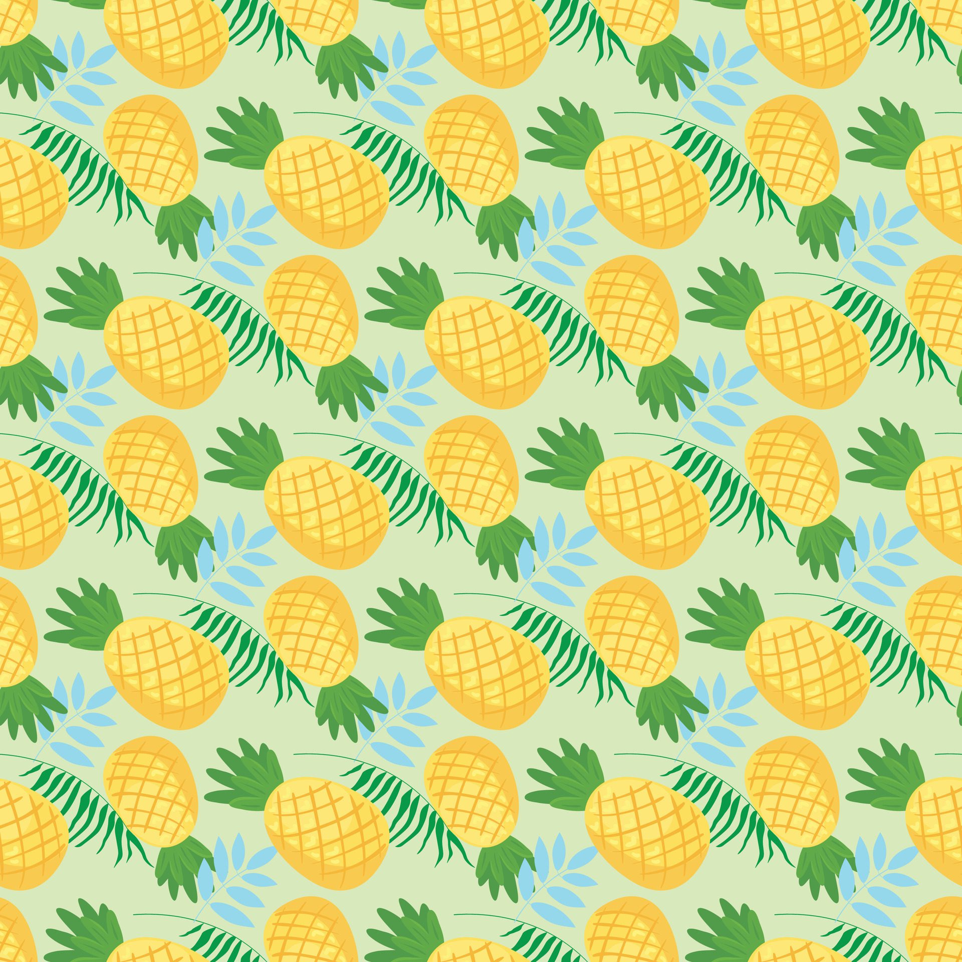 Pineapple Tropicana Seamless Pattern Design Free Vector