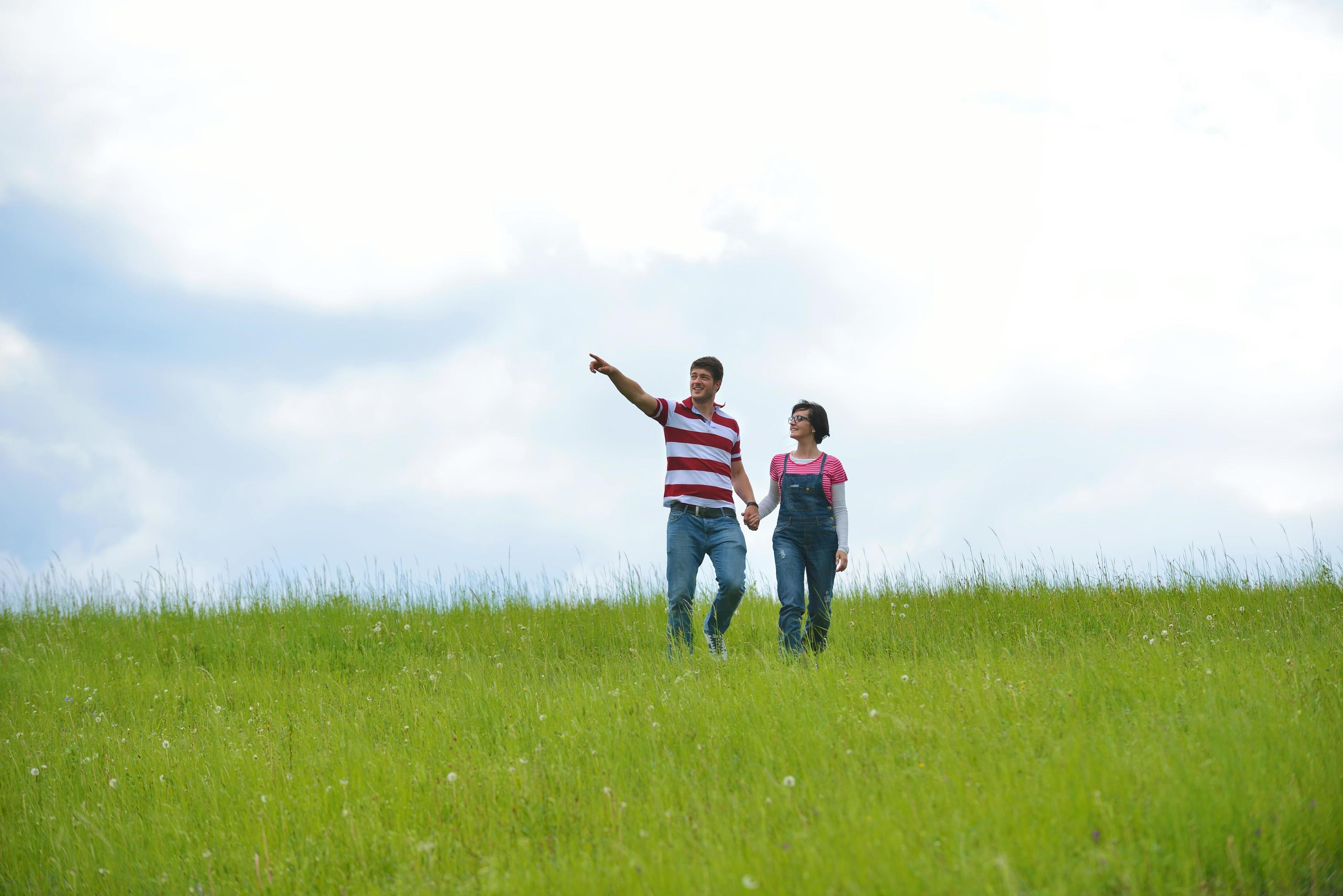 romantic young couple in love together outdoor Stock Free