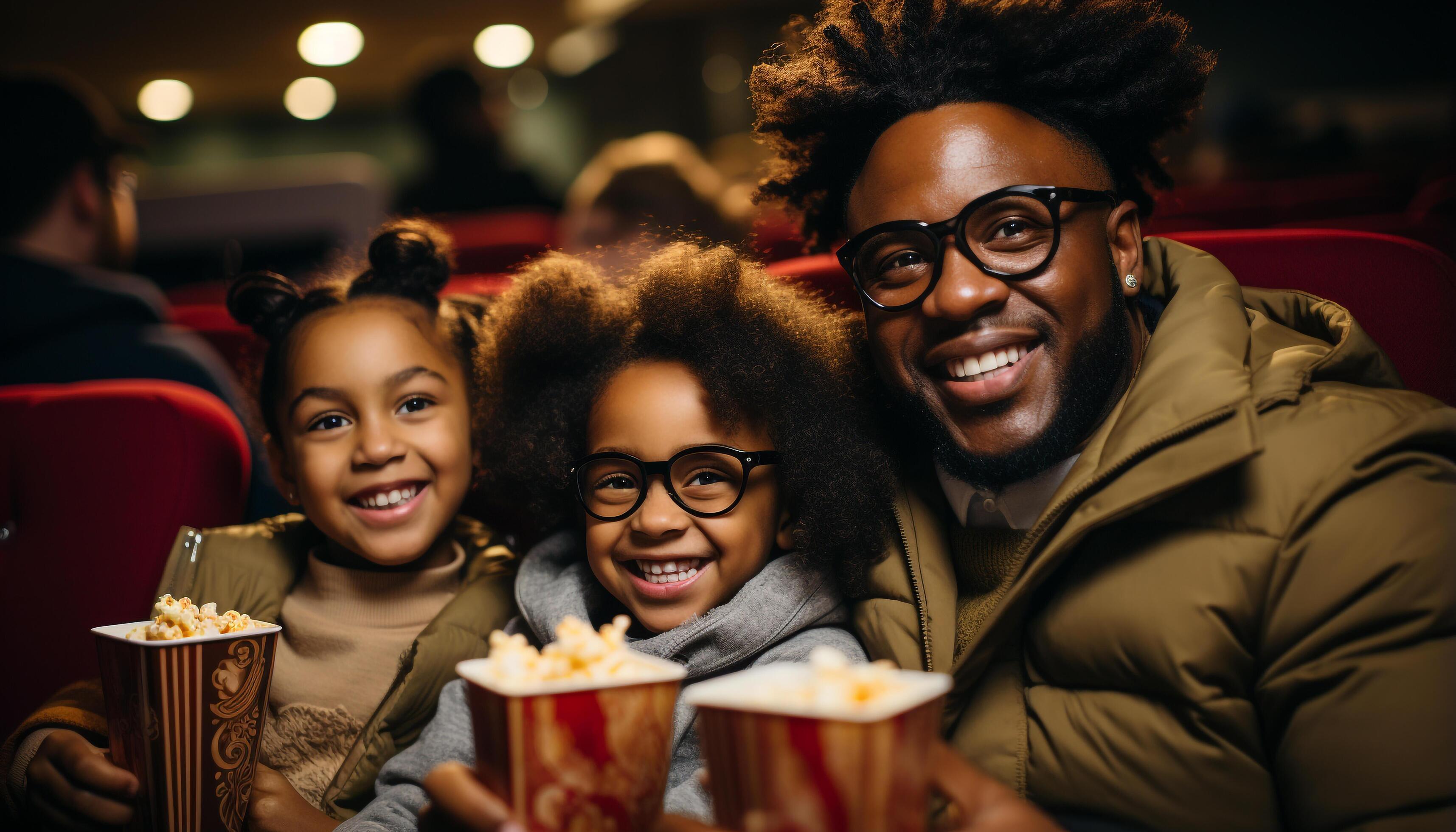 AI generated A happy family sitting together, enjoying food and bonding generated by AI Stock Free