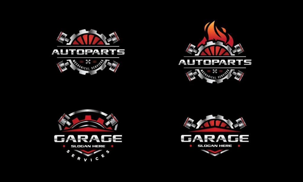 Auto repair service logo. Gear and pistons Stock Free