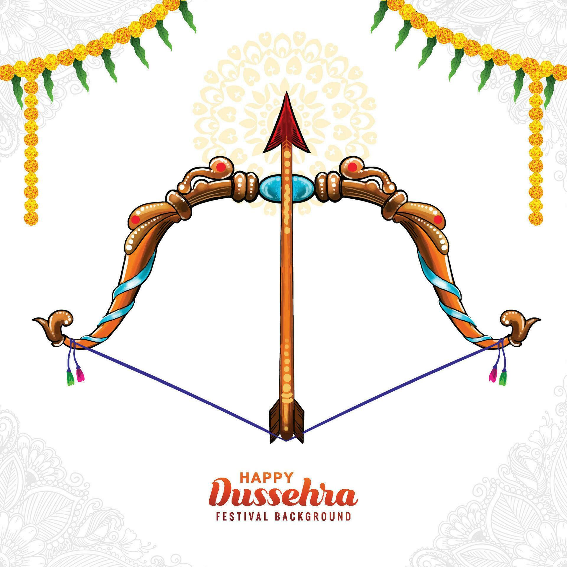 Happy dussehra bow and arrow festival greeting card background Stock Free