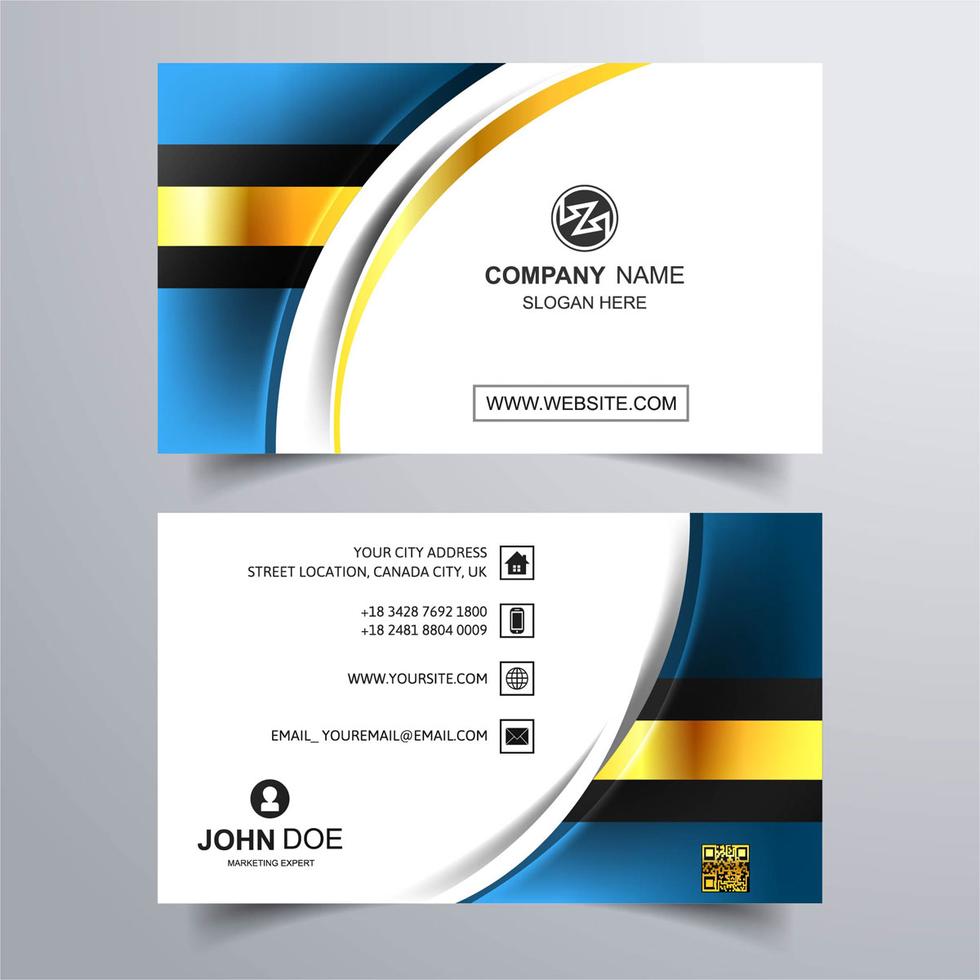 Abstract stylish wave colorful business card template design Stock Free