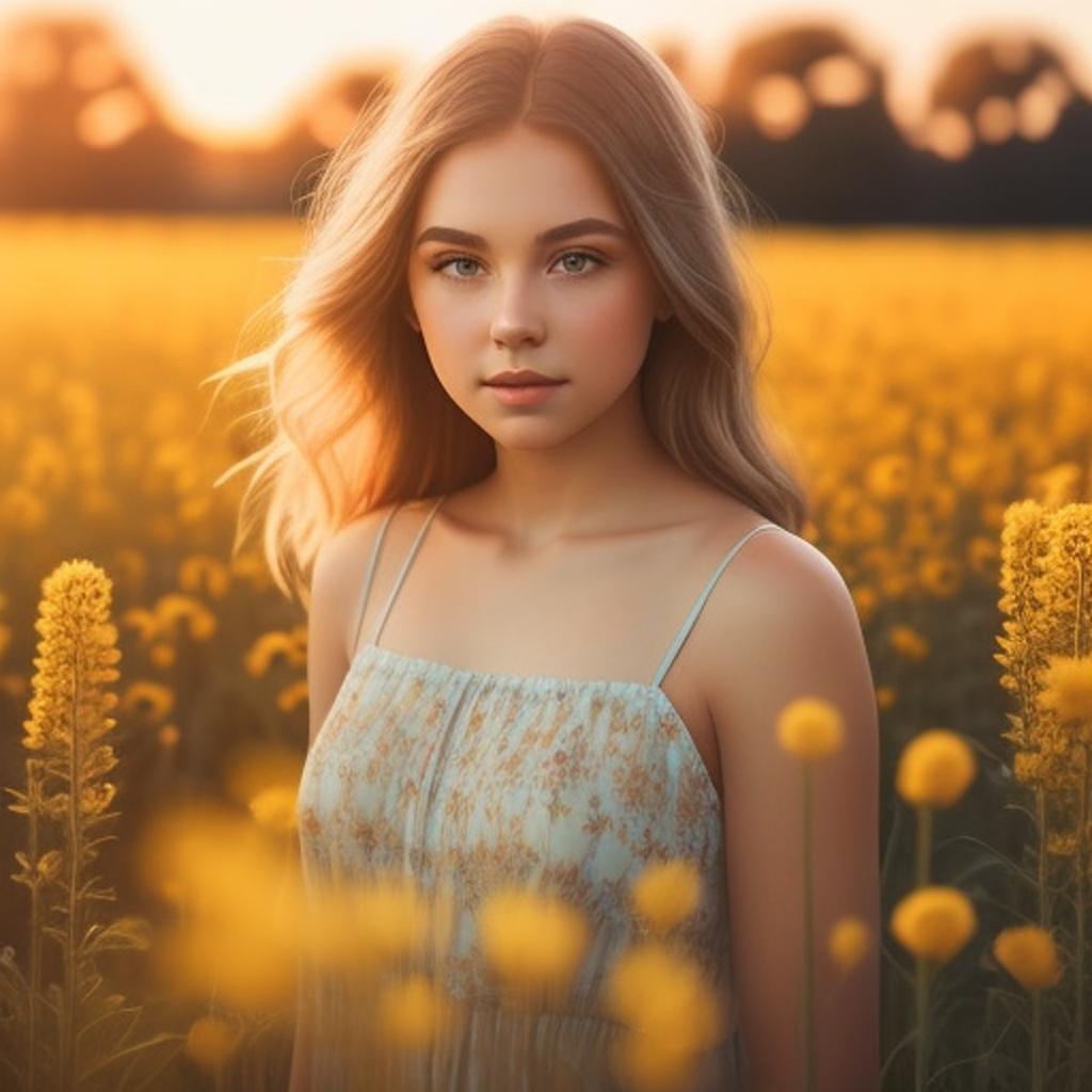 Girl in flower field, by @ai_generated