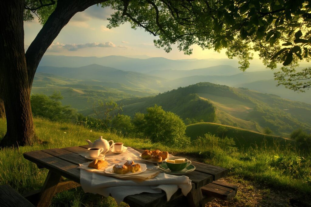 Picnic With a Gorgeous View Stock Free