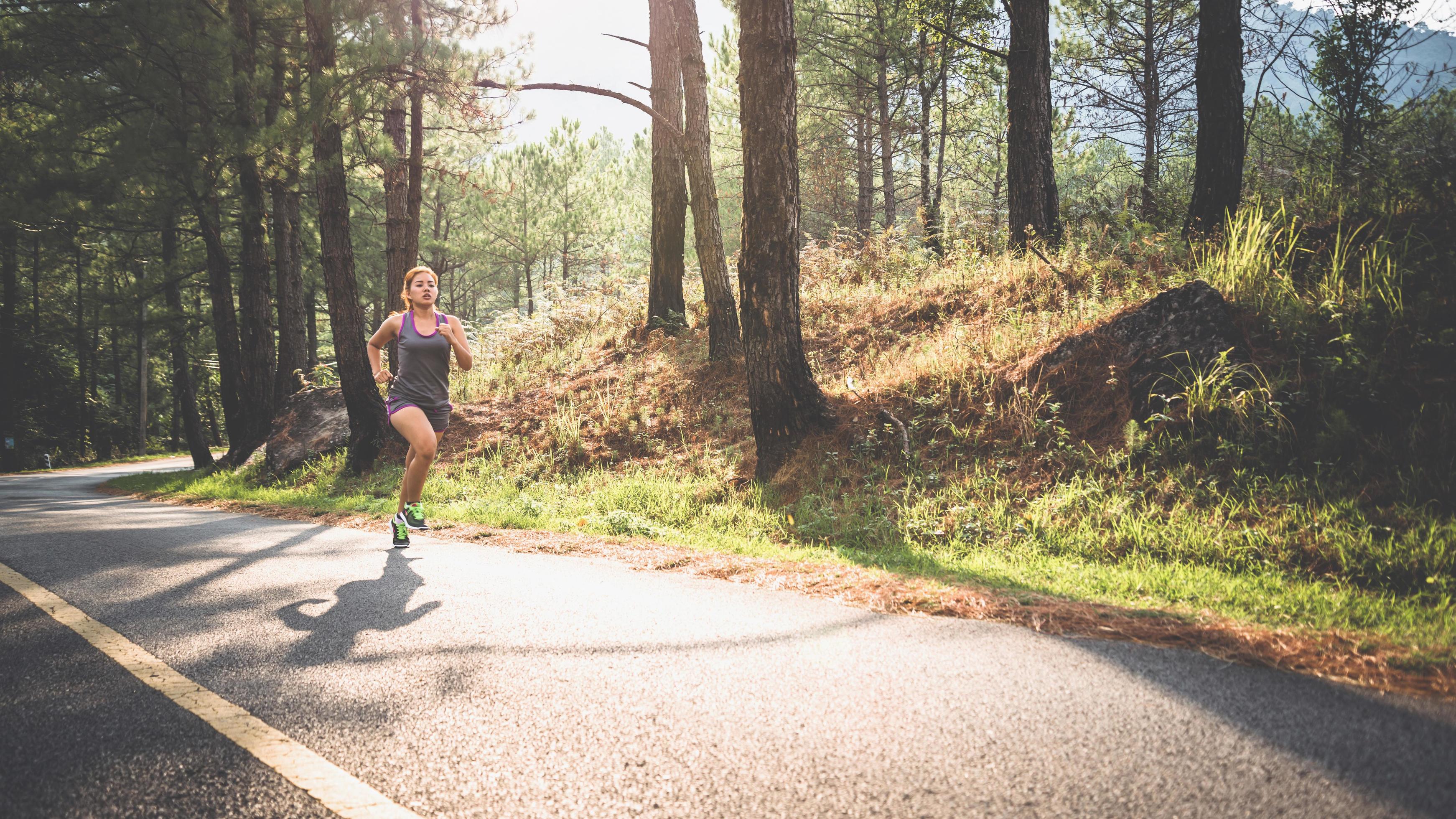 Women jogging On the nature trail in the park Stock Free