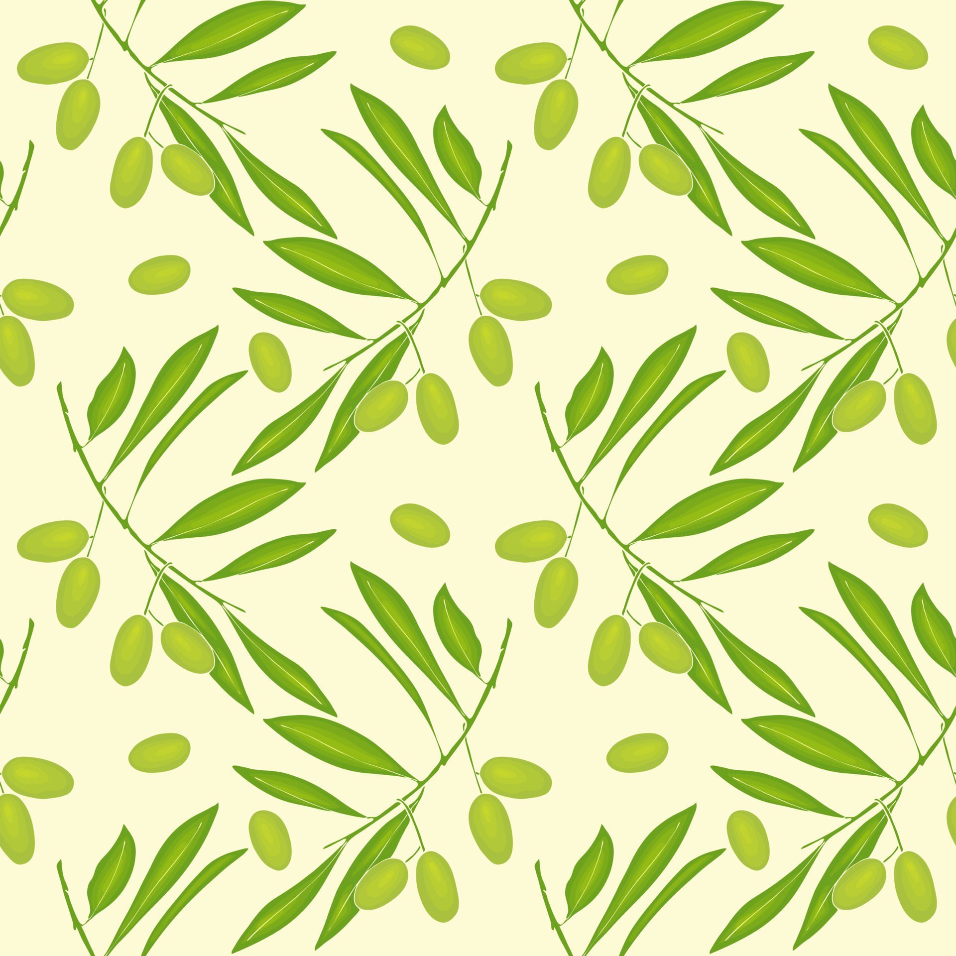 Olives pattern green and yellow color. Vector illustration Free Vector