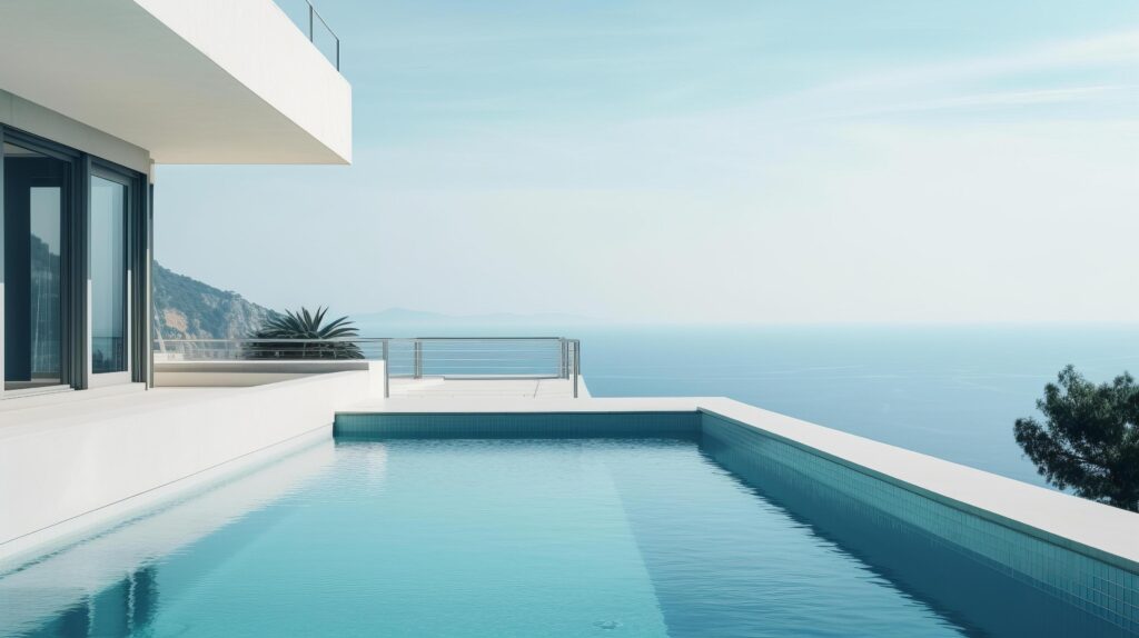 Luxury modern villa with pool. Illustration Stock Free