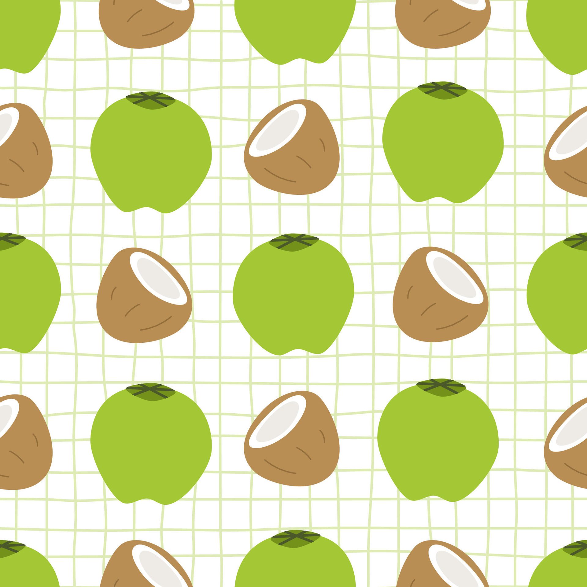 Seamless pattern with coconut fruit Free Vector