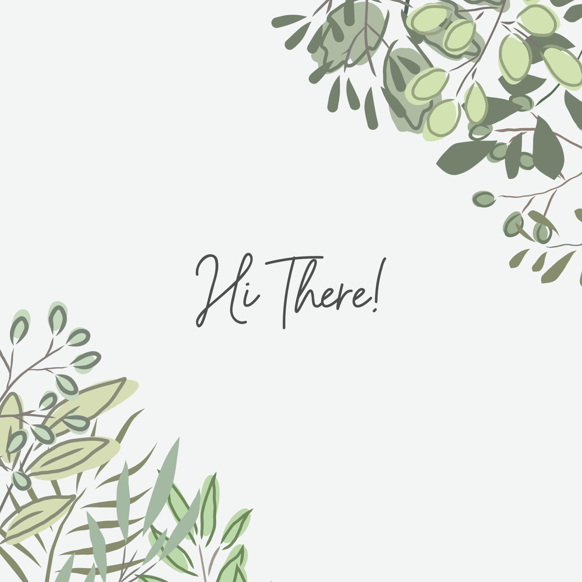 greeting card abstract hand drawing botanical greenery Free Vector