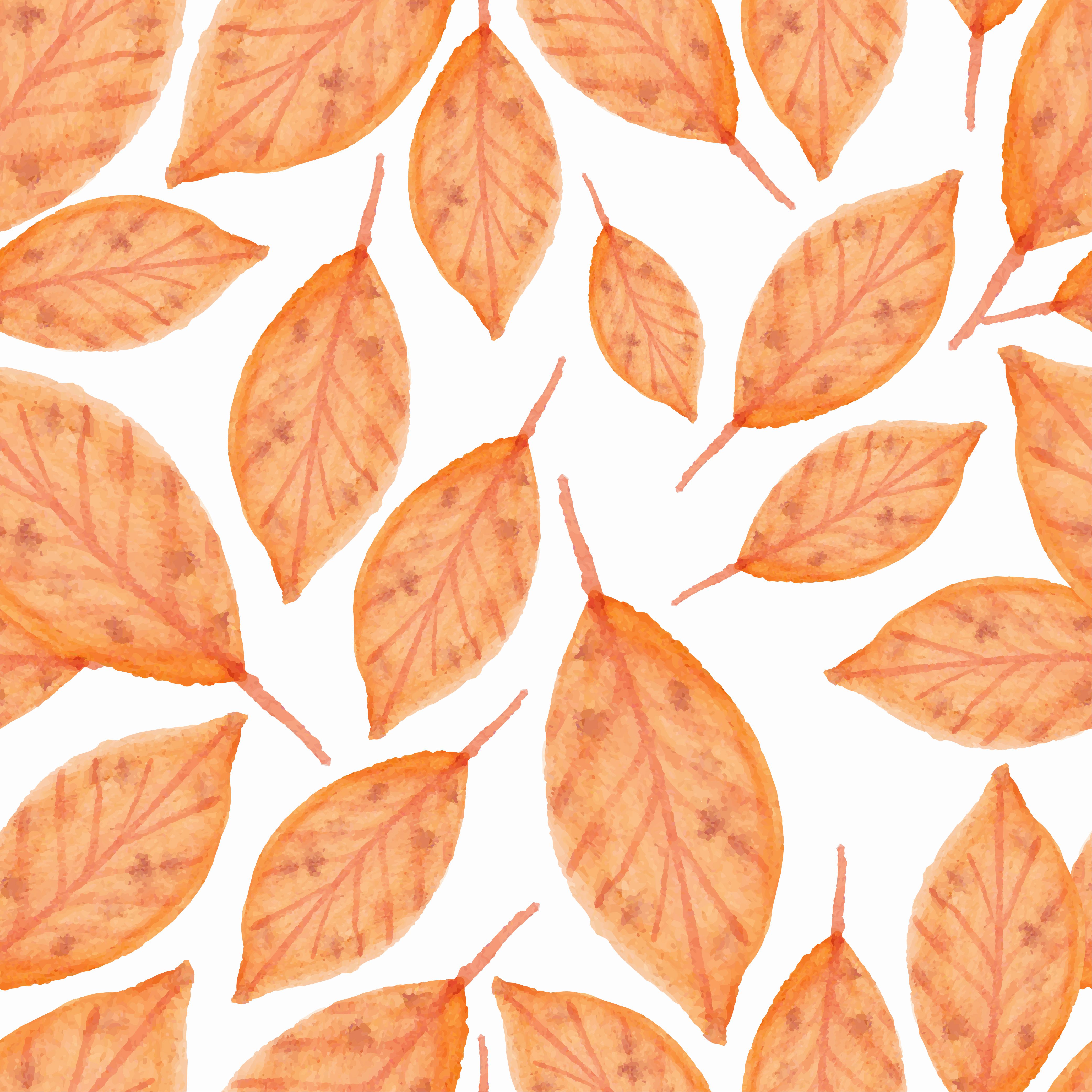 Seamless pattern with watercolor orange leaves Free Vector