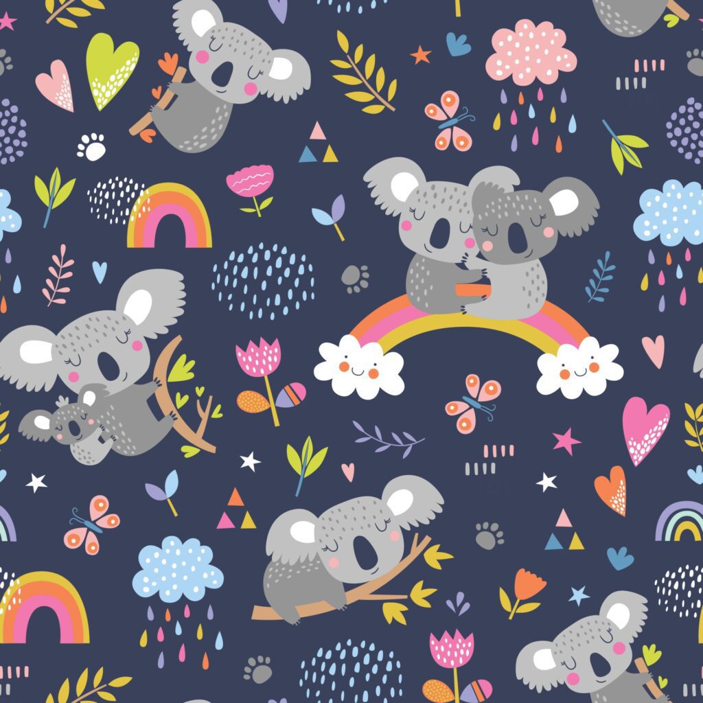 Vector seamless pattern with cute koala. Free Vector