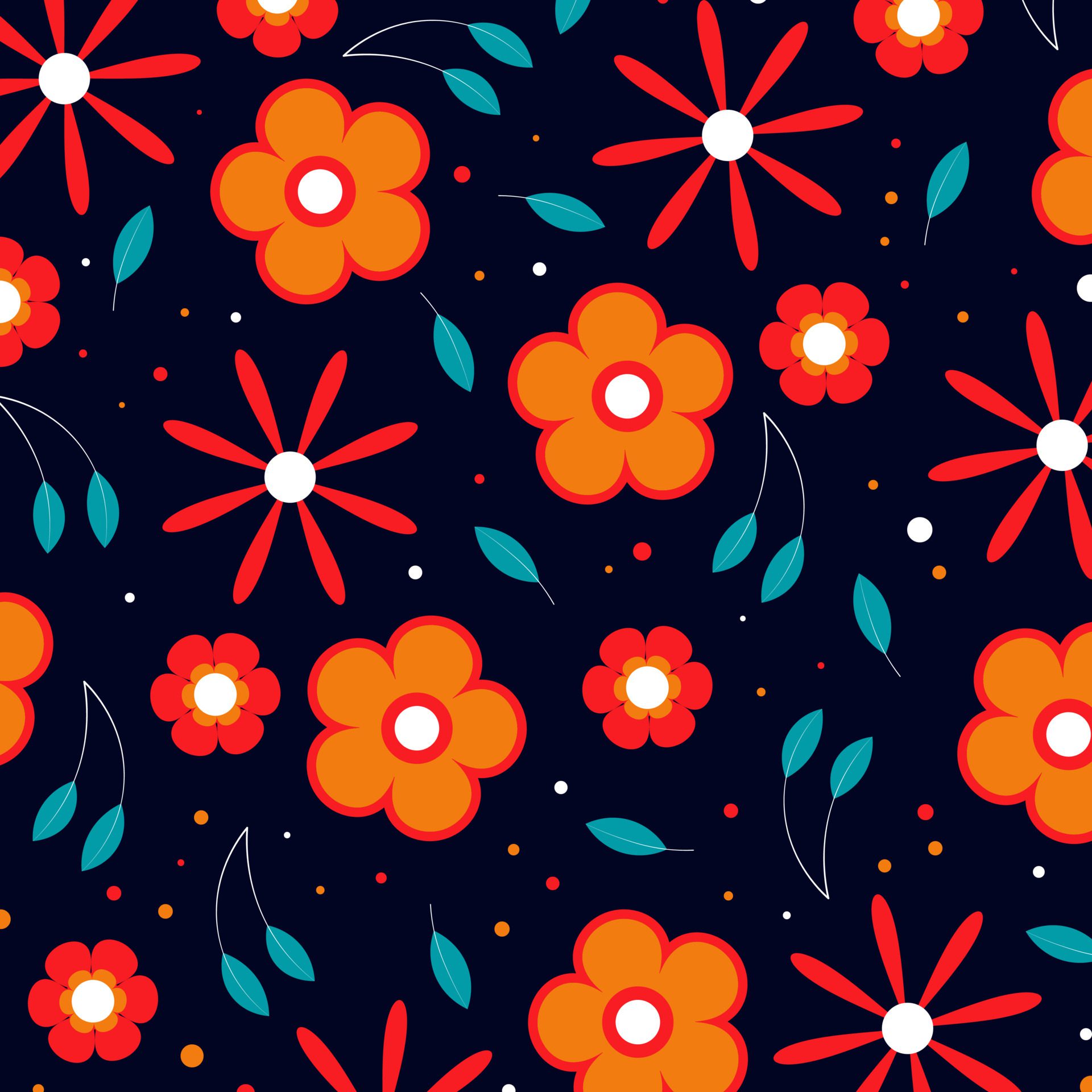 Abstract flat hand draw floral pattern background. Vector. Free Vector