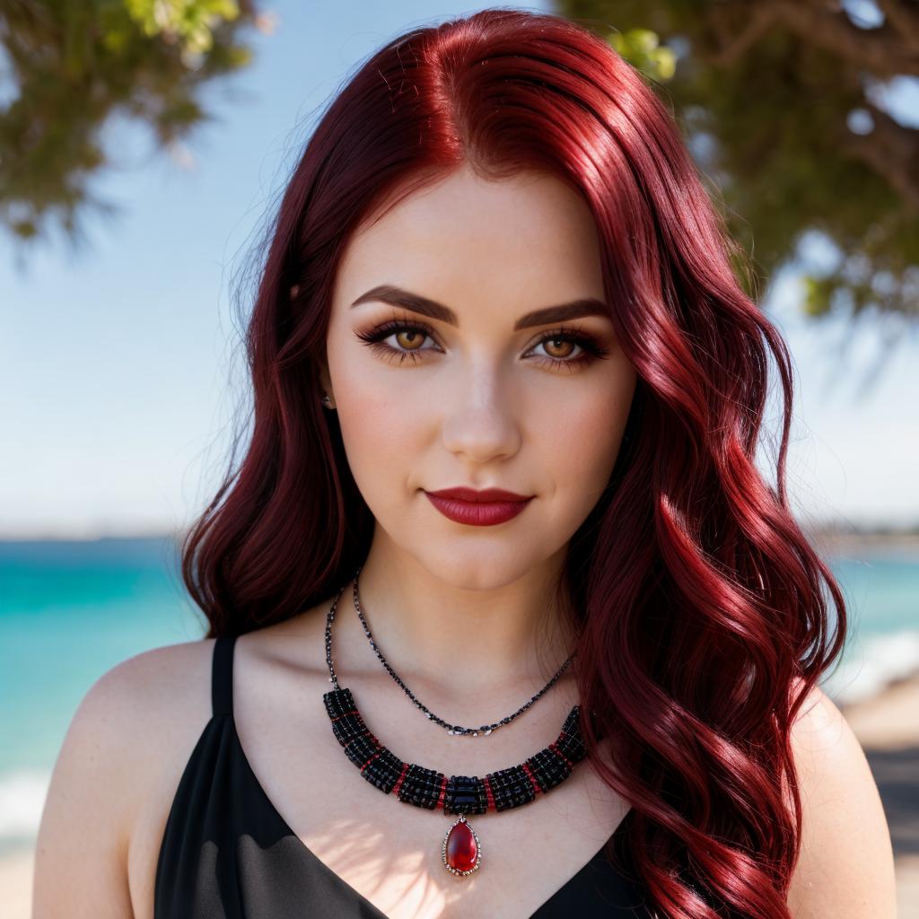 Dark red hair and by @ai_generated