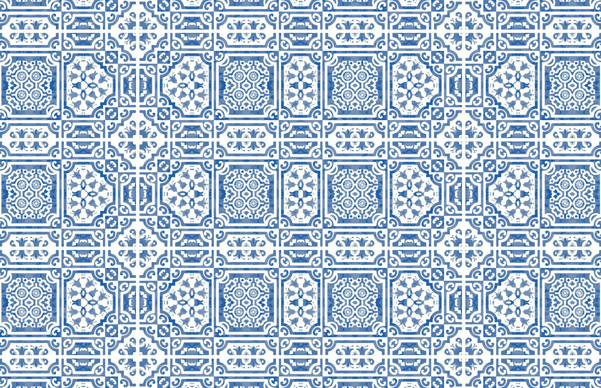 Blue color old traditional tile design pattern Free Vector