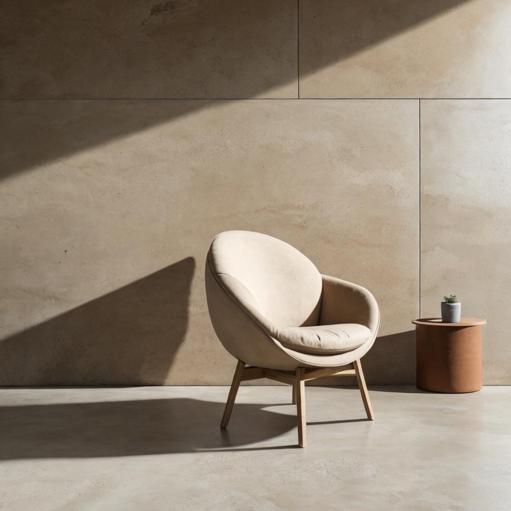 Tan color armchair round by @ai_generated