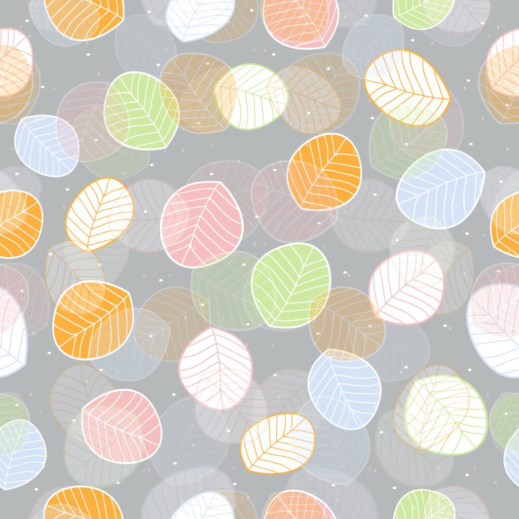 Cute colorful flat leaves pattern Free Vector