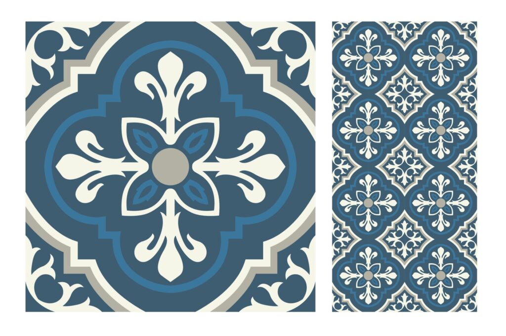 vintage tiles patterns antique seamless design Free Vector