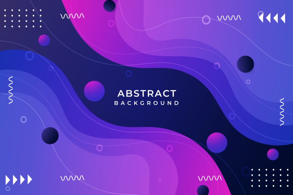 Modern Background with organic gradient color shapes, ornaments, and balls Free Vector