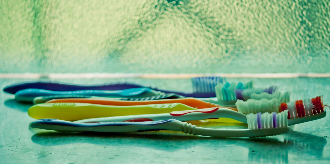 Toothbrushes In Row Stock Free