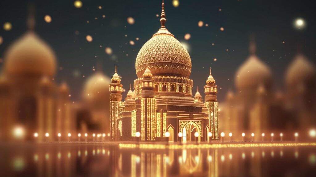 Golden mosque with blurred background, Technology Stock Free