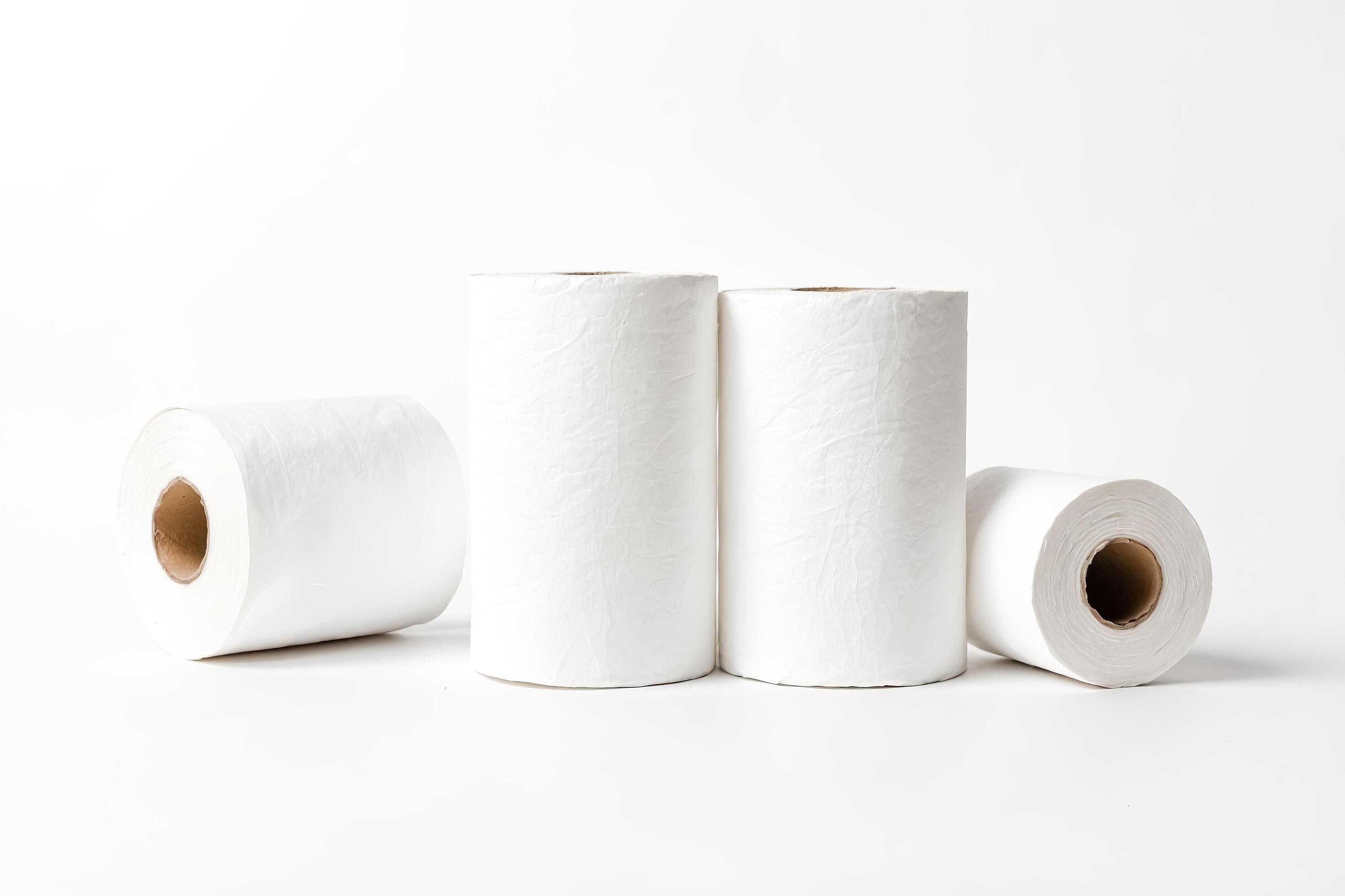 White Paper Rolls on White Background Stock Free