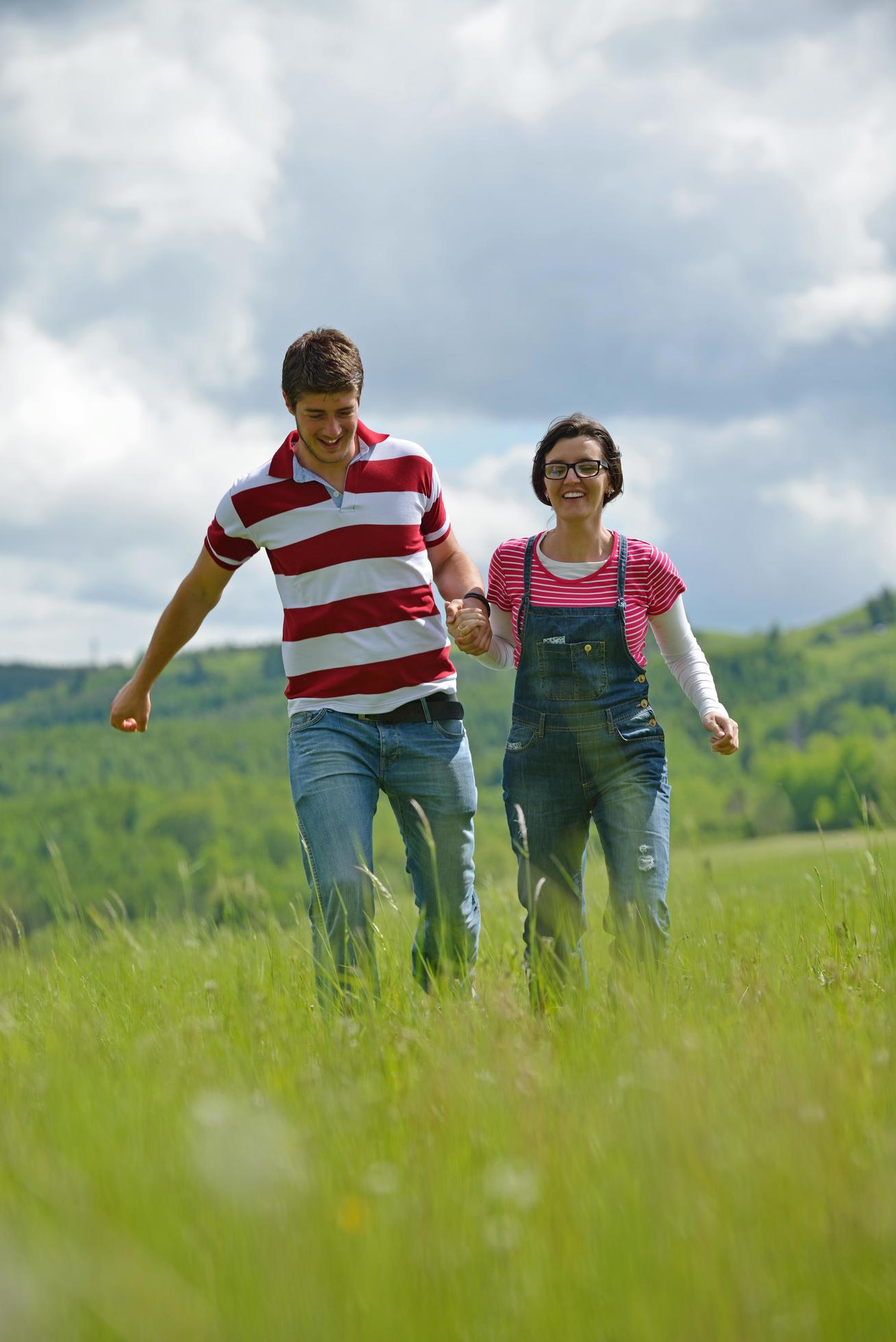 romantic young couple in love together outdoor Stock Free