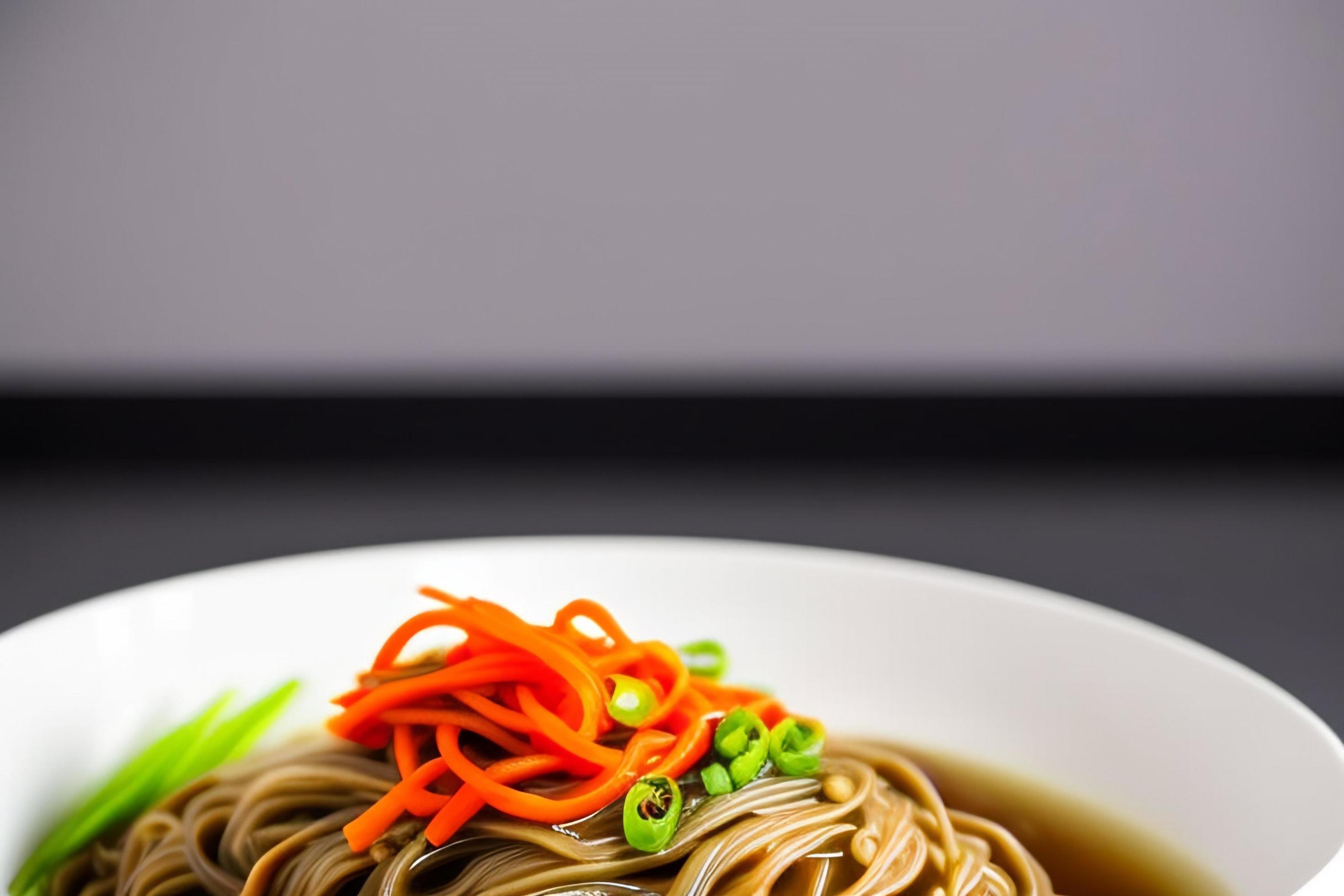 Delicious noodles. Fast food meal with appetizing pasta and chopsticks. Stock Free