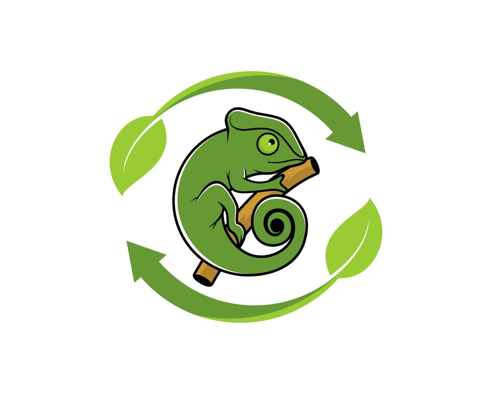 Circular arrow with leaf and chameleon inside Stock Free