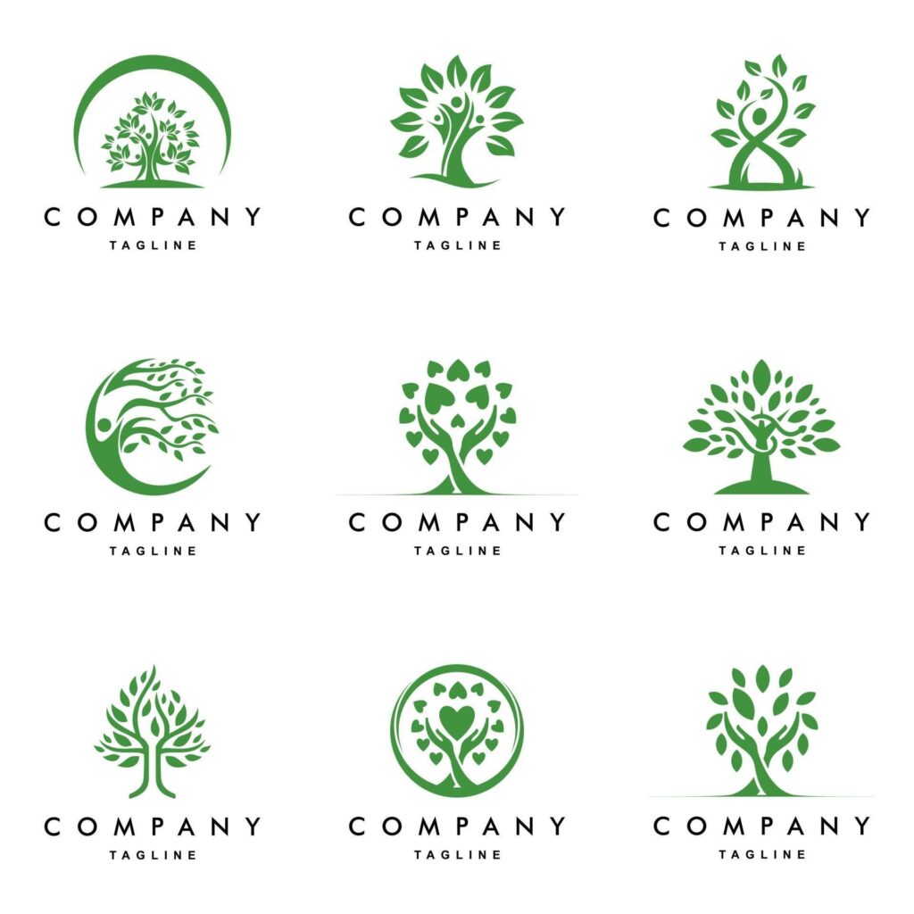 people ecology tree logo set vector icon illustration design Stock Free