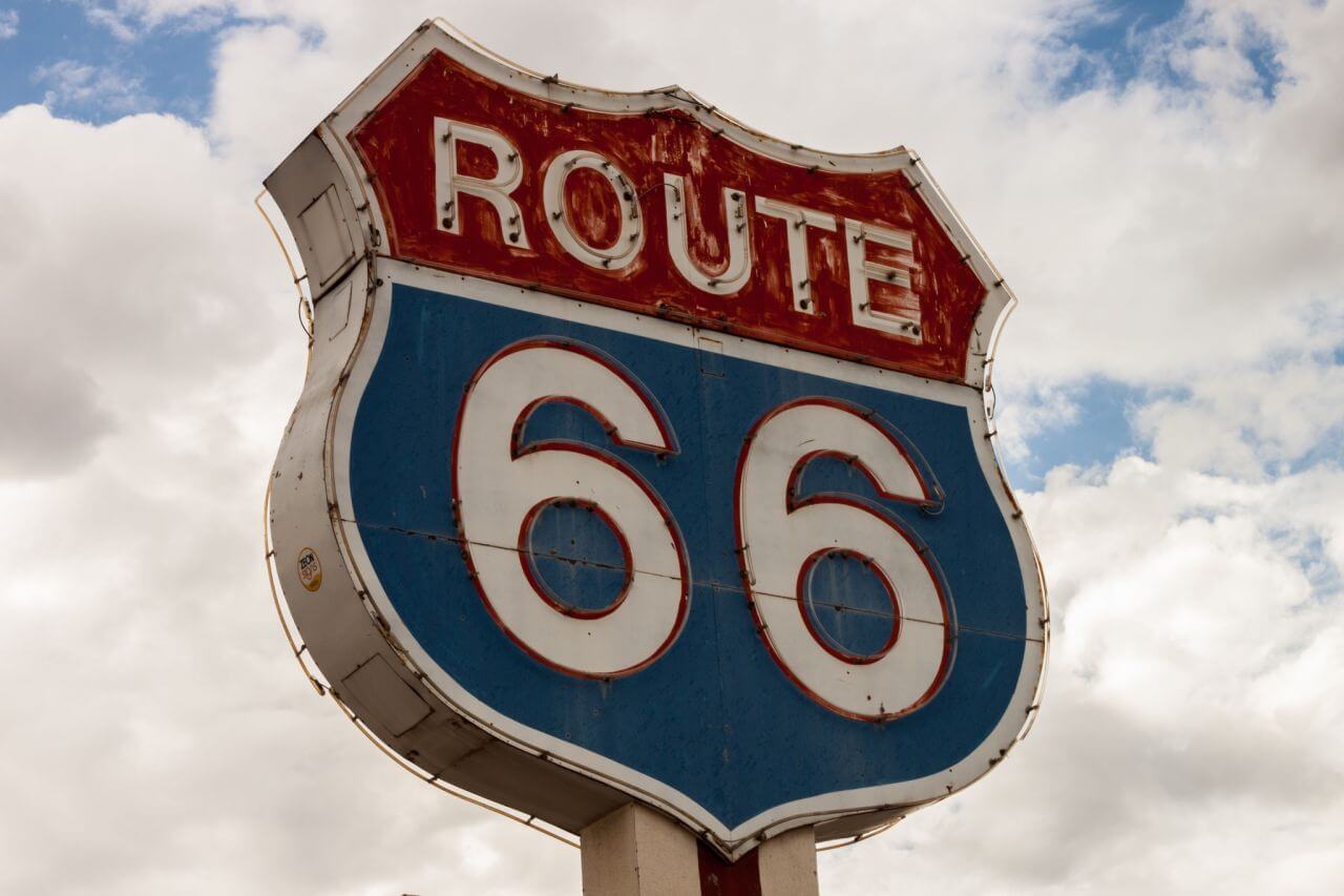 Route 66 Road Sign Neon Stock Free