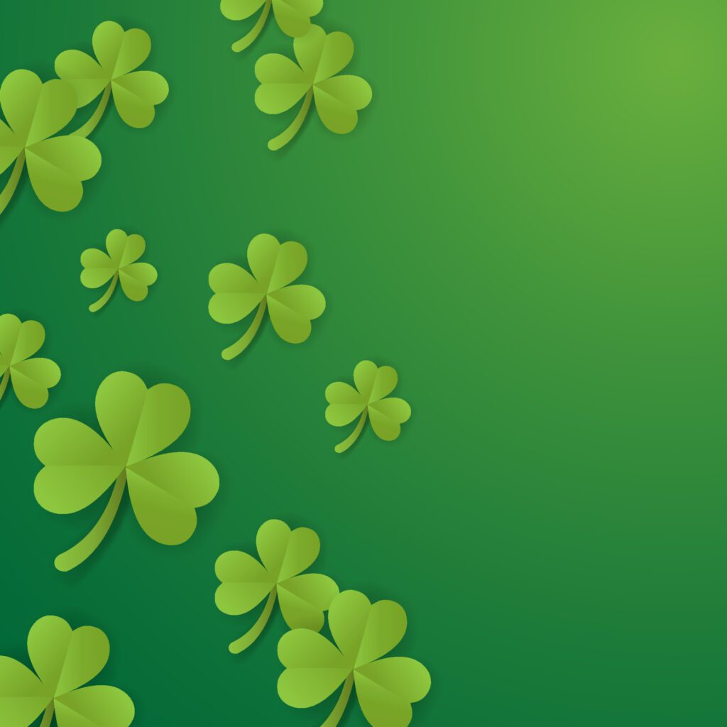 Paper art style of luck clover shamrock on green background Free Vector