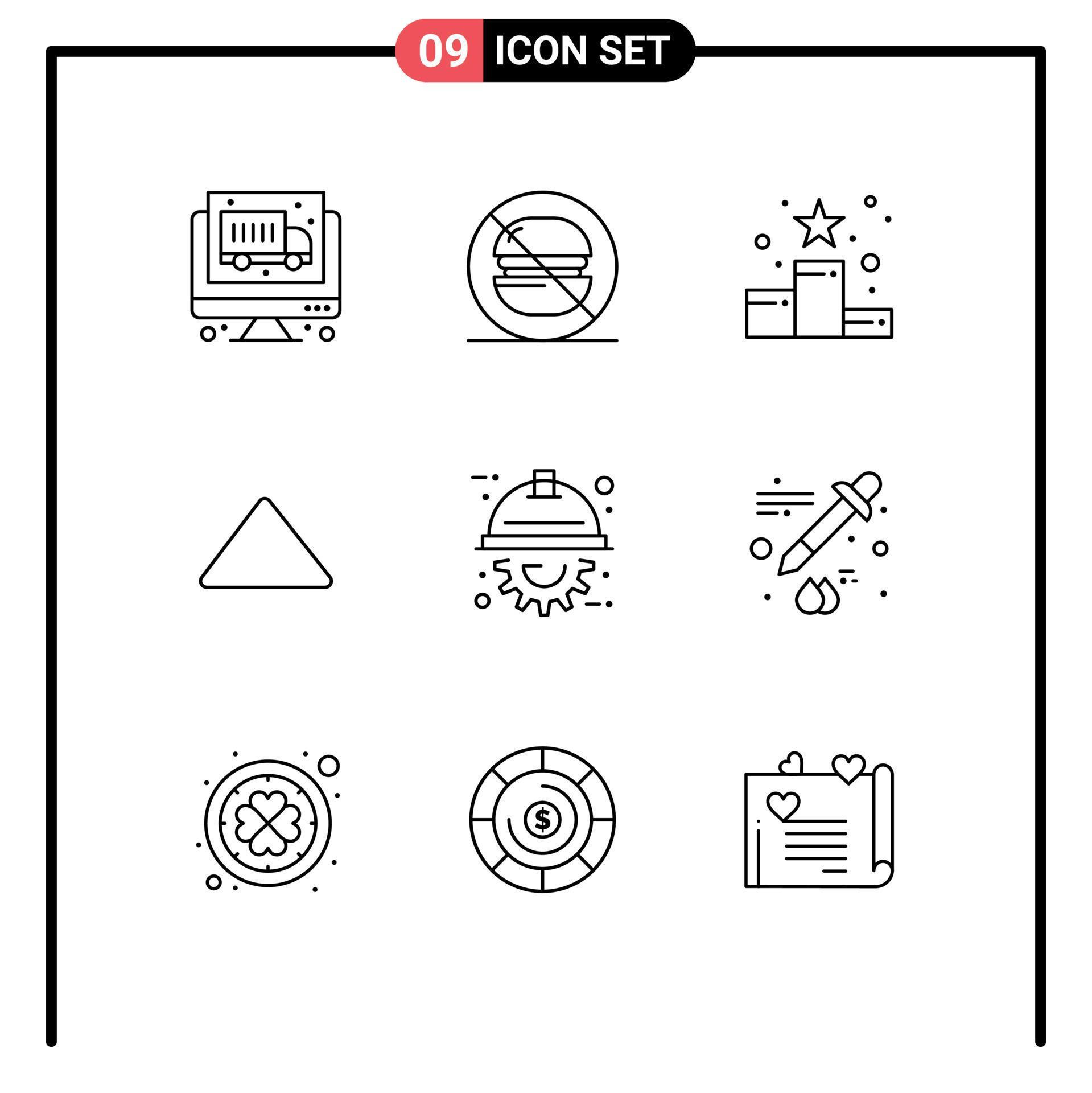 Universal Icon Symbols Group of 9 Modern Outlines of engineer video position play arrow Editable Vector Design Elements Stock Free